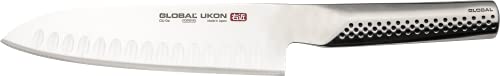 Global Stainless Steel Ukon Hollow Ground 7-Inch Santoku Knife