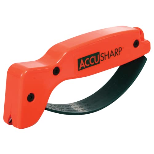 AccuSharp Knife & Tool Sharpener - Orange Knife Sharpener for Pocket Knives, Hunting Knives, Kitchen Knives, Serrated Blades, Cleavers, Axes- Diamond-Honed Tungsten Carbide Sharpens & Repairs - Orange