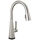 Delta Faucet Lenta Touch Kitchen Faucet Brushed Nickel, Kitchen Faucets with Pull Down Sprayer, Kitchen Sink Faucet, Faucet for Kitchen Sink, Touch2O Technology, SpotShield Stainless 19802TZ-SP-DST