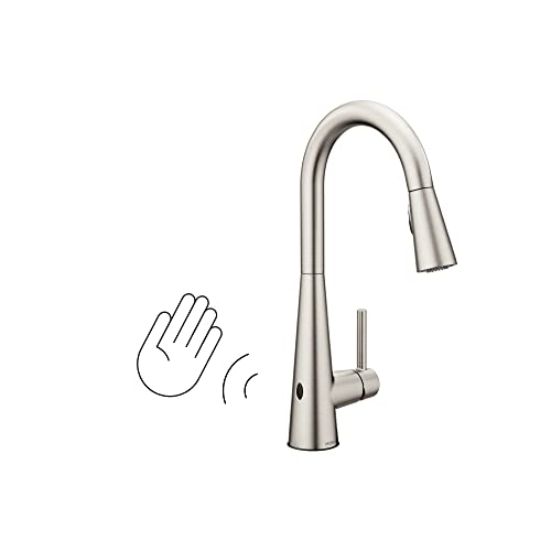 Moen Sleek Spot Resist Stainless Motionsense Wave Sensor Touchless One-Handle High Arc Pulldown Modern Kitchen Faucet Featuring Power Clean, 7864EWSRS