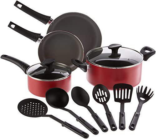 BELLA 12 Piece Cook Bake and Store Kitchen Essentials Set, Red
