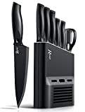 Randalfy Kitchen Knife Set with Block, 7 Pieces Chef Knife Set with Knives, Scissor, Block for Meat/Vegetables/Fruits Chopping, Slicing, Dicing&Cutting