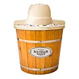 Nostalgia Electric Ice Cream Maker, Old Fashioned Bucket Style Ice Cream Machine Makes 4-Quarts of Ice Cream, Frozen Yogurt or Gelato in Minutes, Made from Real Wood, Brown