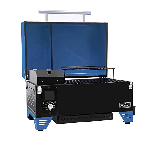 ASMOKE AS350 Portable Wood Pellet Grill & Smoker, Superheated Steam Technology, 8-In-1 Cooking Versatility, 256 Sq in Navy Blue