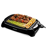 Ovente Electric Indoor Grill 13 x 10 Inch Nonstick Plate, Temperature Control with Large Grilling Surface Perfect for Cooking BBQ and Party, Portable and Easy to Clean Oil Drip Pan, Black GD1632NLB