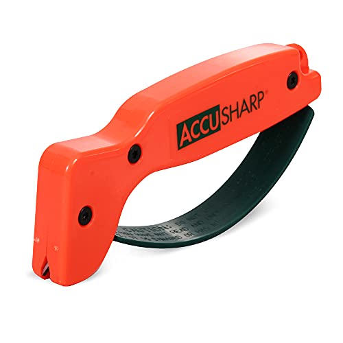 AccuSharp Knife & Tool Sharpener - Orange Knife Sharpener for Pocket Knives, Hunting Knives, Kitchen Knives, Serrated Blades, Cleavers, Axes- Diamond-Honed Tungsten Carbide Sharpens & Repairs - Orange