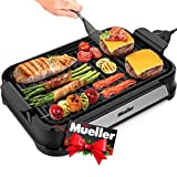 Mueller Ultra Gourmet Electric Grill 6-Serving, Smokeless Indoor Grill 14" with Adjustable 5 Temperature Control, Removable Nonstick Grill Plate, Fast Heating Element and Extra Large Grease Tray